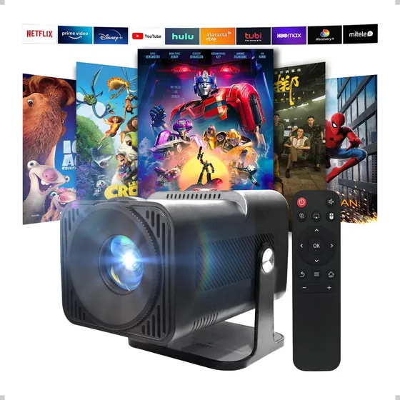 Projetor Hy320 Mini 4k Android 13 Wi-fi Bluetooth Cinema Cor Preto
