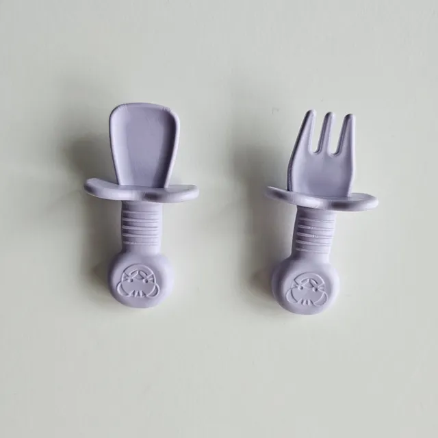 Tenedor Y Cuchara Para Bebe De Silicona Con Tope