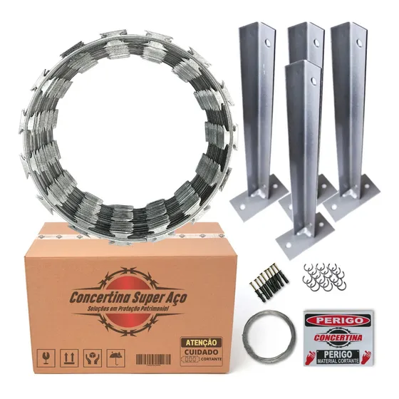 Cerca Concertina 10 Metros 30cm Com Kit Para Instalar