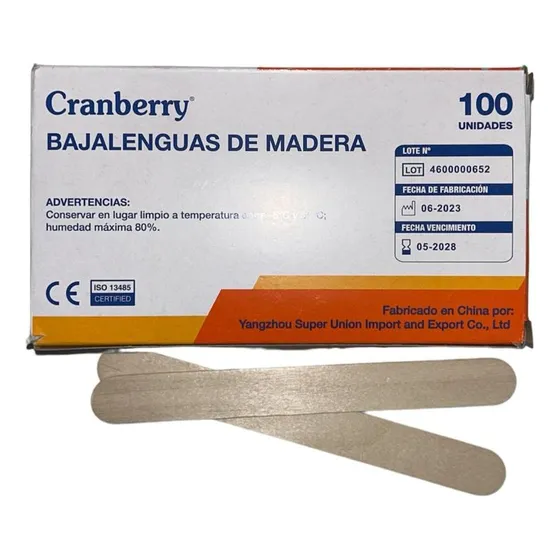 Baja Lenguas Madera Cranberry 100 Unidades