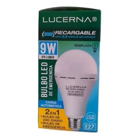 Bombillo De Emergencia Recargable Lucerna  Led 9w Tipo Bulbo