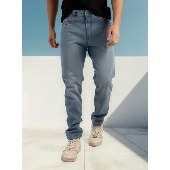 Jean De Hombre Clasico Azul Claro Gastado