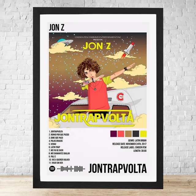 Cuadro Jon Z Jontrapvolta 30x40 Con Vidrio Y Marco C572
