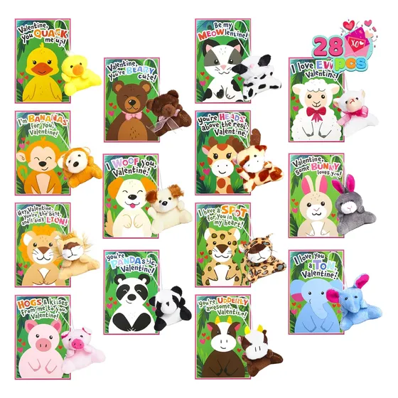 Tarjetas De San Valentín Con Juguetes, 28 Piezas Para Niños.