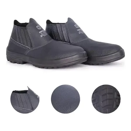 Bota Botina Masculina Couro Trabalho Segurança Epi Bico Pvc