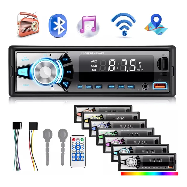 Auto estéreo bluetooth reproductor mp3 radio con 2 usb aux Gearelec