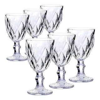 Jogo 6 Taças Vidro Diamante Diamond Transparente Ăgua Vinho Jogo 6 Taças Vidro Diamante Diamond Transparente Ăgua Vinho