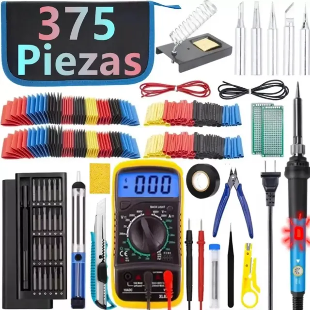 Kit De Soldador Con Temperatura Regulable Soldadura Para Cautin Estaño Multímetro Digital