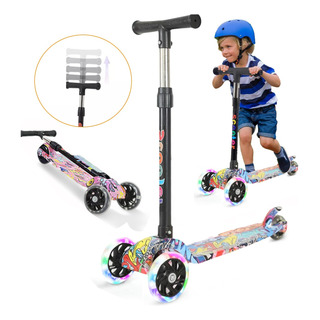 De Pie Scooter Patín Niño Niña 3 Ruedas Led Luces Ajustable De Pie Scooter Patín Niño Niña 3 Ruedas Led Luces Ajustable