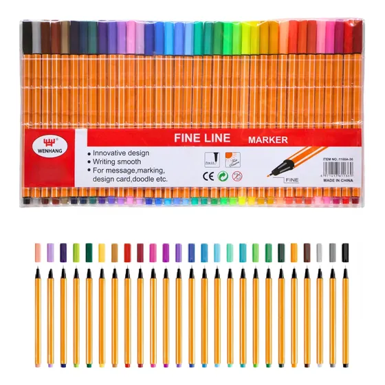Kit Com 36 Canetas Fine Line Ponta Fina Canetinhas Coloridas
