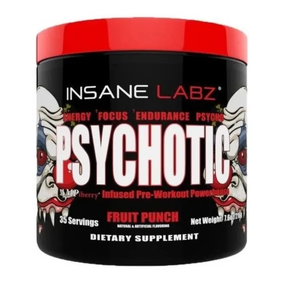 Suplemento Insane Labz Pre-workout Psychotic Blend Psychotic Red Sabor Ponche De Frutas De 216g - Polvo