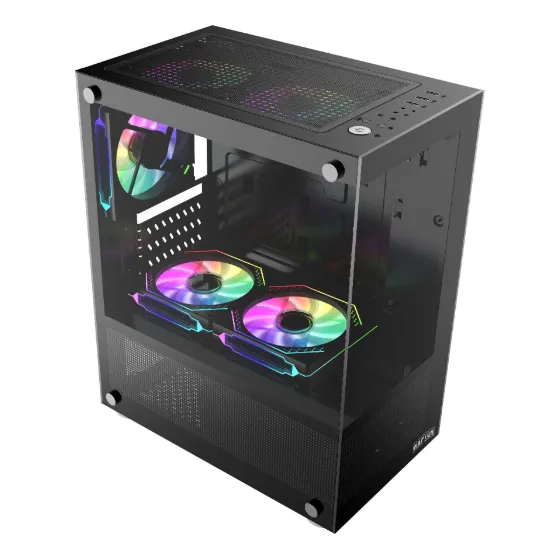 Gabinete Raptor Nova Prime Tg X2 Mid-tower Rgb Fan X3 Black