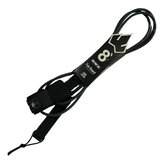 Leash Strep Fun Board Banana Wax 8 Pés 7mm Simples Preto