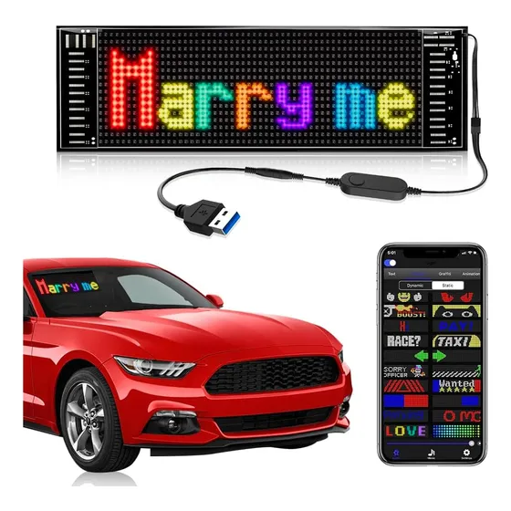 Pantalla Led Flexible 38cm X 122cm Bluetooth Usb Personaliza