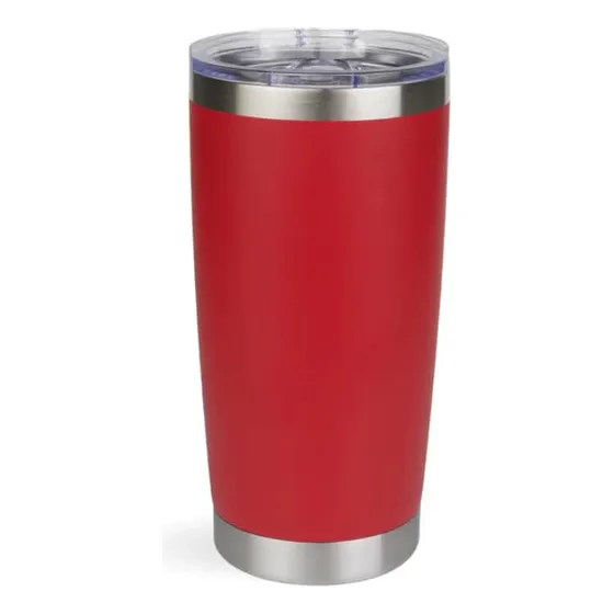 Vaso Acero Inoxidable 20 Onza Recubrimiento Polvo Tapa Rojo