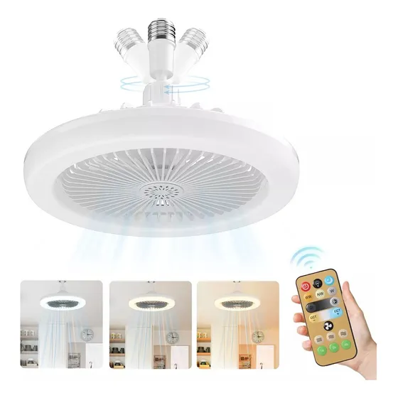 Lámpara De Ventilador Multifunción Foco Led De 30 W E27/e26 Estructura Blanco