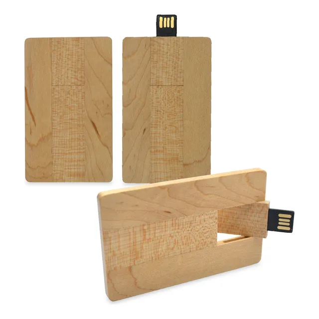 Memoria Usb Forma De Tarjeta Bambú 90*54*5mm 4gb Paq.10pz