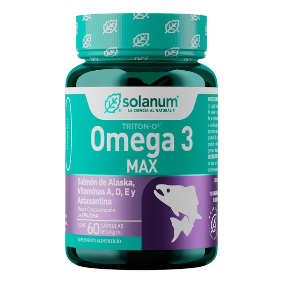 Solanum Línea Turquesa Omega 3 Max +vitaminas A,d,e- 60 Caps Sabor Sin Sabor