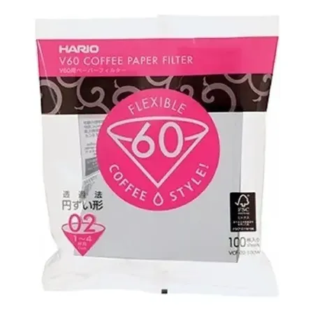 Filtro Papel Branco P/coar Hario Café V60-02 Barista 100un