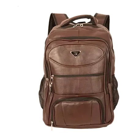 Mochila Executiva Masculina Em Couro Impermeável Reforçada Marrom