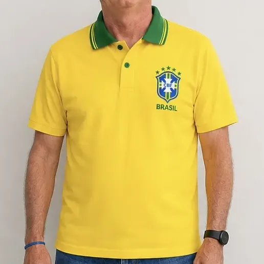 Camisa Gola Polo Do Brasil Selecao Brasileira Premium Hexa Amarelo G