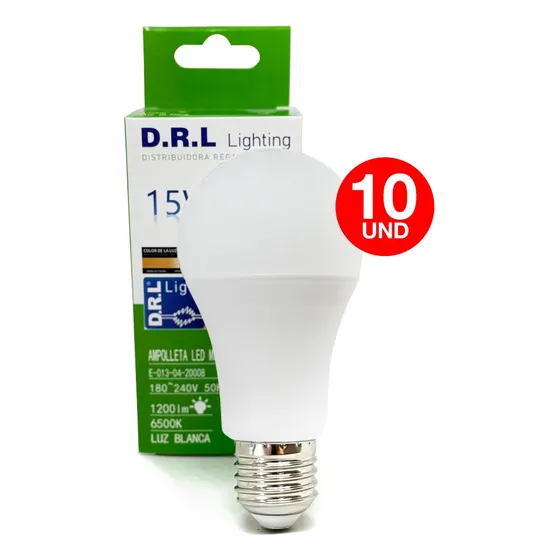 Pack 10 Ampolleta Led Drl 15w 1200lm Cálida/blanca Fría Sec