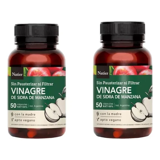 Vinagre Sidra De Manzana X2 Natier Enzimas Digestivo 100 Cap