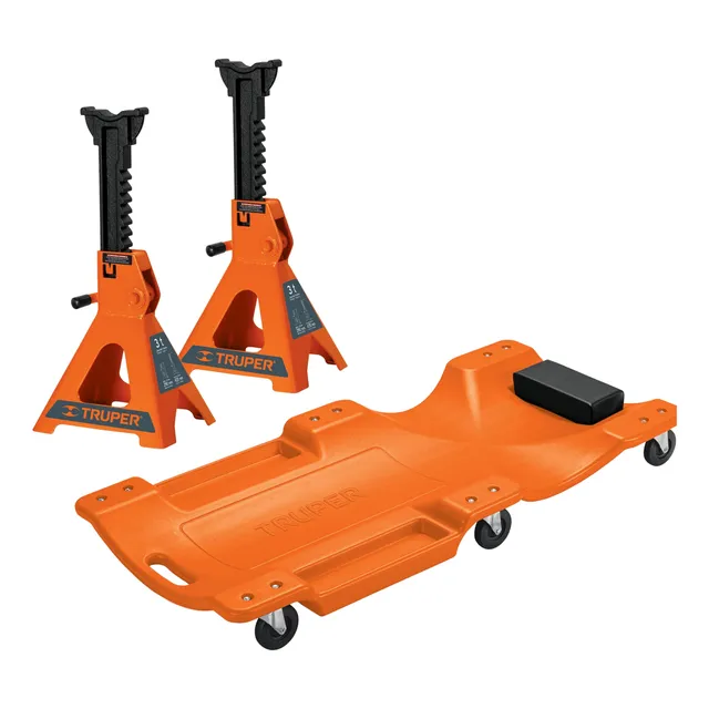 Combo 2 Caballetes 3tn +cama De Plástico 40  Para Mecánico