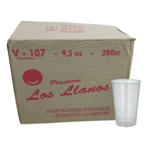 Vasos Plasticos Nro 107 Los Llanos 9.5 Onzas 280 Cc 20x50