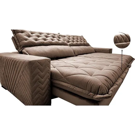 Sofá Retrátil Reclinável 2,95 Pocket Cama Inbox Spazus Suede