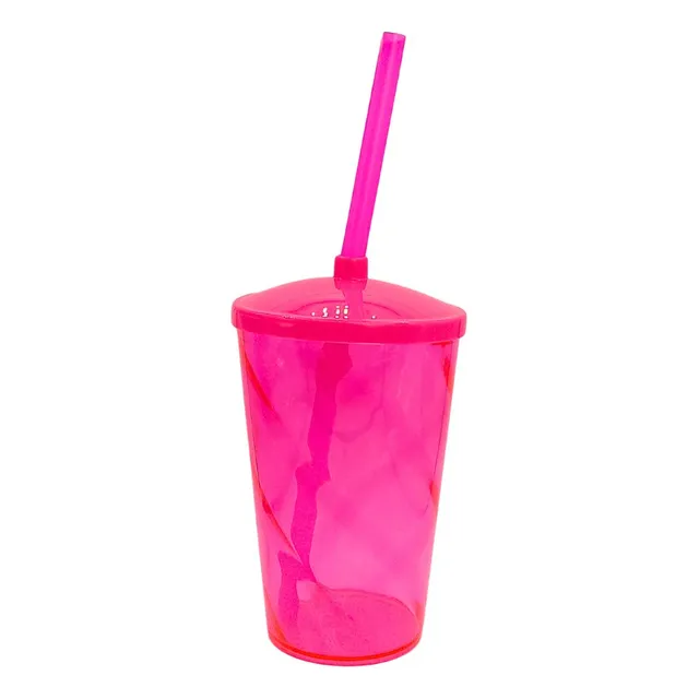 40 Copos Twister 300ml Translucido Com Tampa E Canudo