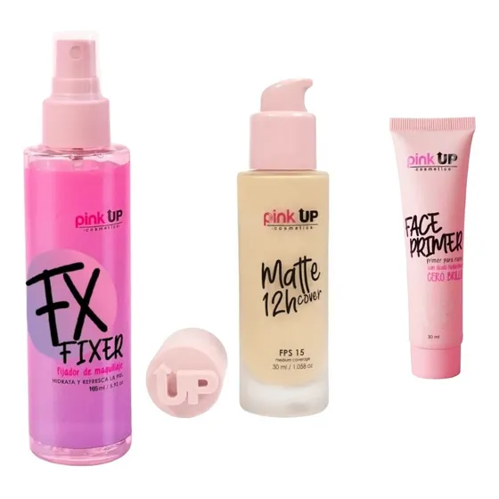 Base De Maquillaje Mate 12h + Face Primer + Fijador Fx Fixer
