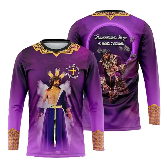 Franela Del Nazareno Manga Larga Cristo Morado Semana Santa