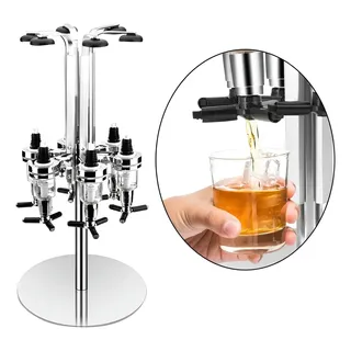 Techpremium Dispenser Porta Bebidas Dosador Giratório Inox 6 Garrafas Cromado