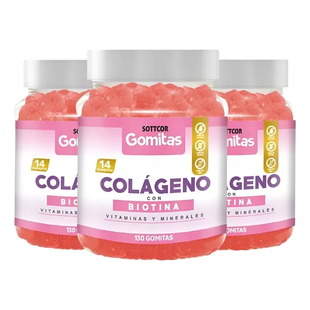 Pack X3 Colágeno Con Biotina - Gomitas Sottcor X 130 Unid