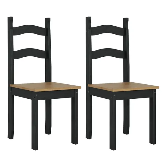 Set X2 Silla De Comedor Living Madera Maciza Rustica Barbaco Negro\u002Fmiel | Cuotas sin interés