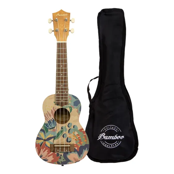 Bamboo U-21-caramelle Ukulele Soprano Linden Con Funda Color Marrón