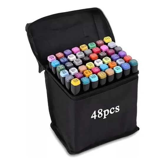 Set 48 Plumones Dobles Permanentes Para Pintar Rotuladr Dibujar Pasteleriacl 