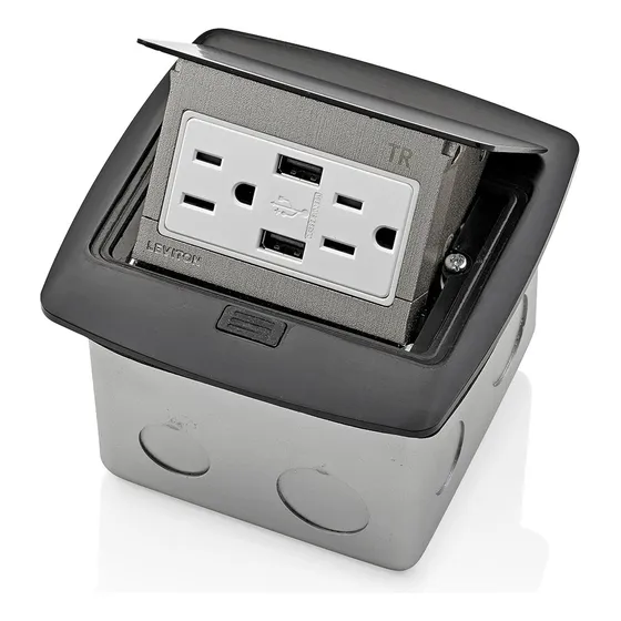 Caja Para Piso Con Contacto Doble Y Entradas Usb Tipo A
