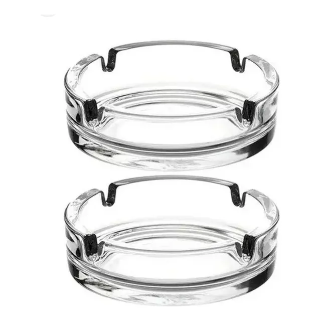 Pack 2 Ceniceros De Vidrio Elegante De Cristal Circular