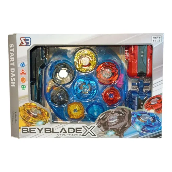 Set 4 Unidades Beyblade + Pista + 2 Lanzadores Y Mango Bx Pack