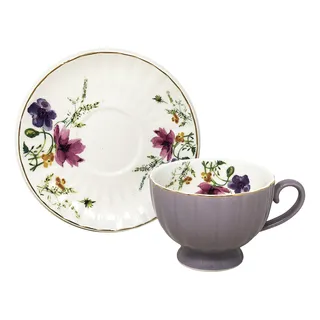 Jogo 6 XĂcaras De ChĂĄ 220ml C/ Pires CerĂąmica Floral 12pçs Jogo 6 XĂcaras De ChĂĄ 220ml C/ Pires CerĂąmica Floral 12pçs