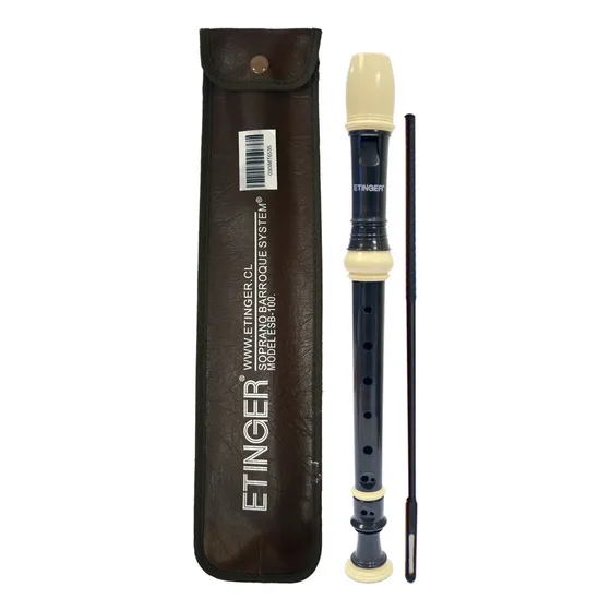 Flauta Dulce Soprano Barroco Hr-1/esb-100 Etinger. Negro