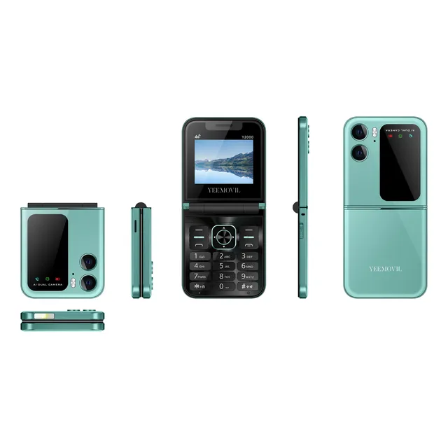 Celular Plegable 4g Yeemovil Y2000 Dual Sim + 2 Sim Extra Desbloqueado  Telcel At&t Movistar Bait Bluetooth Fm Linterna 2.4-turquesa