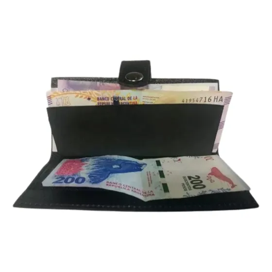 Billetera Todo Cuero, Mozo, Playero,uber,taxi,etc Con Broche