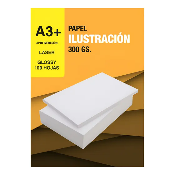 Papel Ilustración Brillante A3+ 305 X 457mm 300grs X 100hjs.
