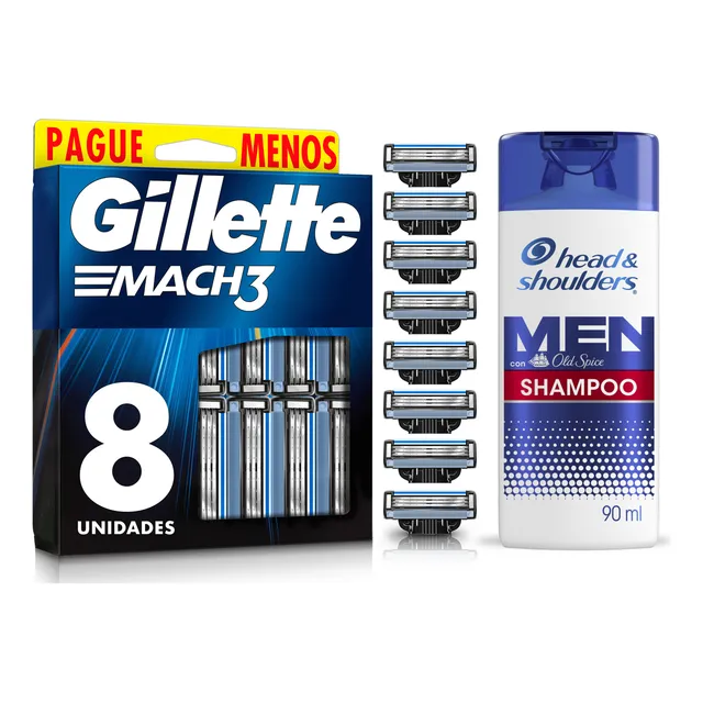 Kit Repuestos Mach3 Gillette 8uni + Head & Shoulders 90ml