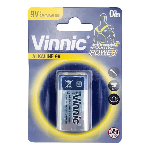 Bateria 9v Alcalina Vinnic Alkaline 9 Volts Pila