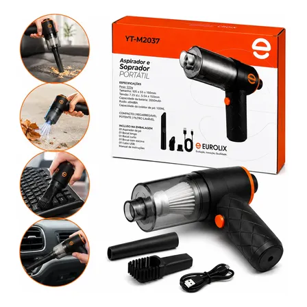 Mini Aspirador Portátil Automotivo De Pó Pet, Carro Vertical Preto 1.5v