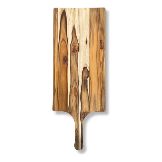 Tábua Para Servir Pizza Trem 70x35cm Em Madeira Teca